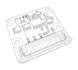 Fototapeta premium circuit board wireframe illustration. Vector