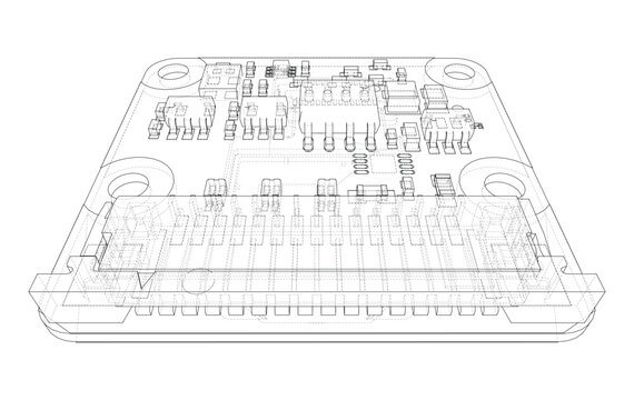 circuit board wireframe illustration. Vector
