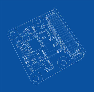 circuit board blueprint illustration. Vector