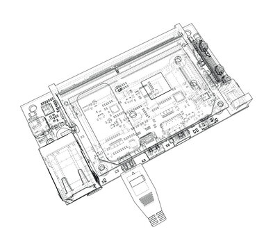 circuit board wireframe illustration. Vector