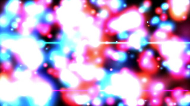 Colorful abstract background with bright glowing circles and light leaks in blue and red tones