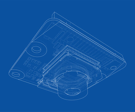 camera module blueprint illustration. Vector