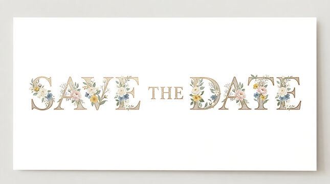 Save the date floral typography celebration design with transparent background
