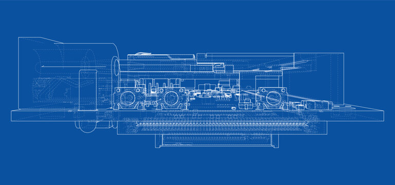 blueprint of industrial machine. Vector