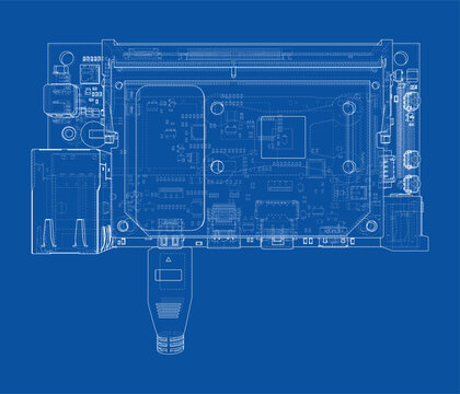 circuit board blueprint illustration. Vector