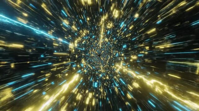 Futuristic Hyperspace Tunnel:  Abstract Digital Motion Graphics Illustration of Light Speed Travel through the Universe