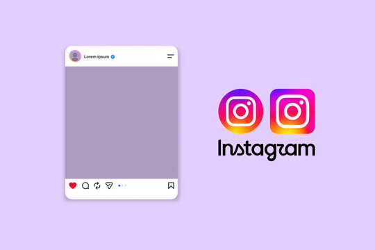 Instagram logo. instagram post mockup social media template , new update instagram icons. like comment share repost save icon set , social media instagram photo frame mock up. vector illustration.