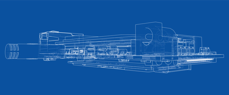 industrial machinery blueprint. Vector