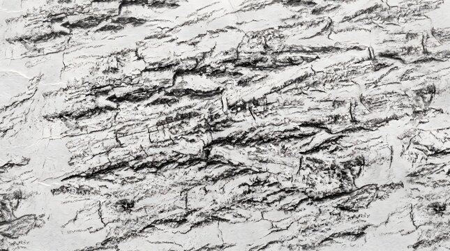 Black and white tree bark texture graphite frottage rubbing on paper background for organic nature design and graphic overlay