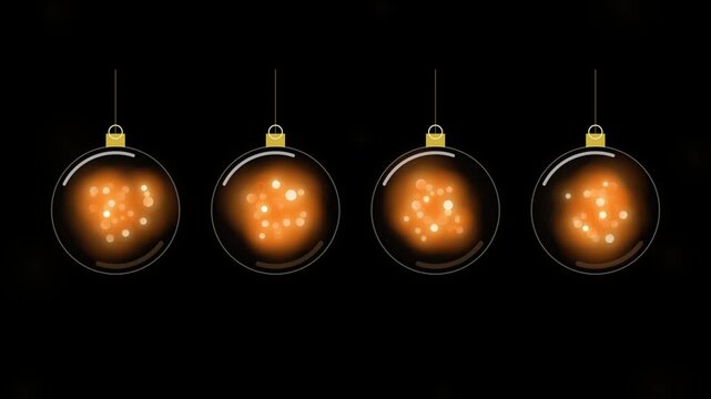 Glass ornaments glow with internal light suspended against a dark backdrop sphere globes hanging luminescence