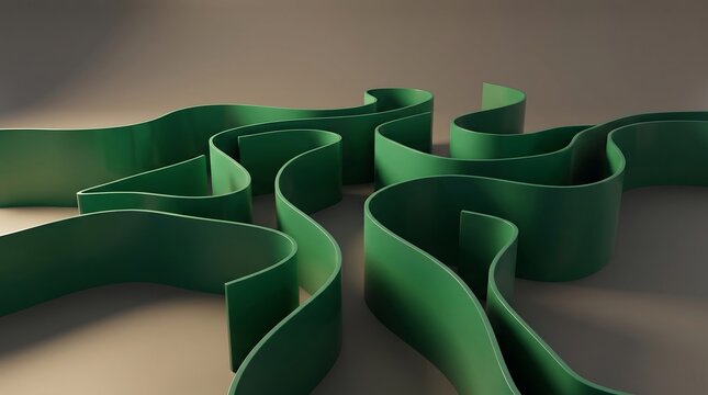 Green wavy maze path on textured background