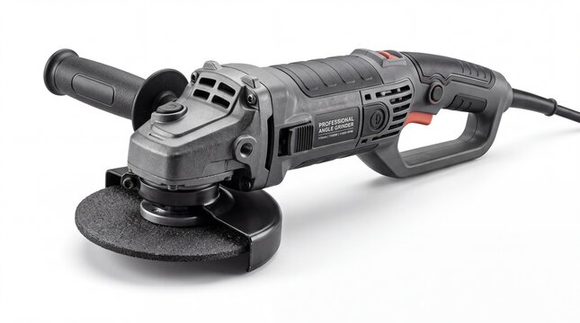 Professional electric angle grinder power tool isolated on white