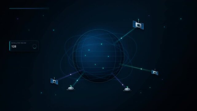 Futuristic Global Satellite Communication Network with Digital Earth Grid and Data Transmission Lines