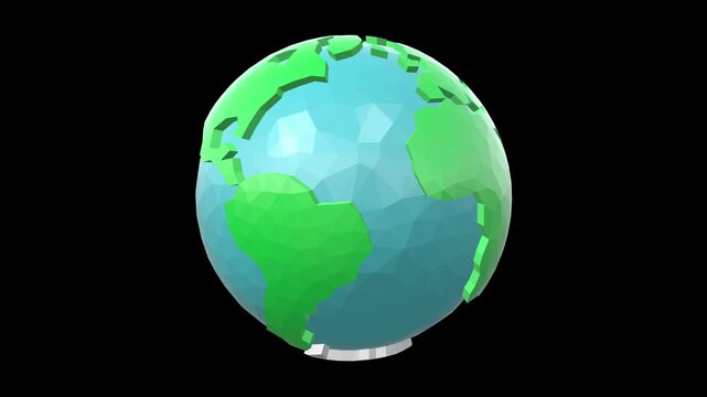 Low-Poly Cartoon Style Earth Loop With Alpha