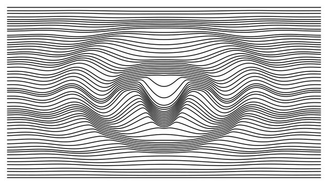 Composition lin&eacute;aire cin&eacute;tique et fluide formant une illusion d'optique vibrante, id&eacute;ale pour repr&eacute;senter la technologie num&eacute;rique, les ondes sonores et le mouvement rythmique