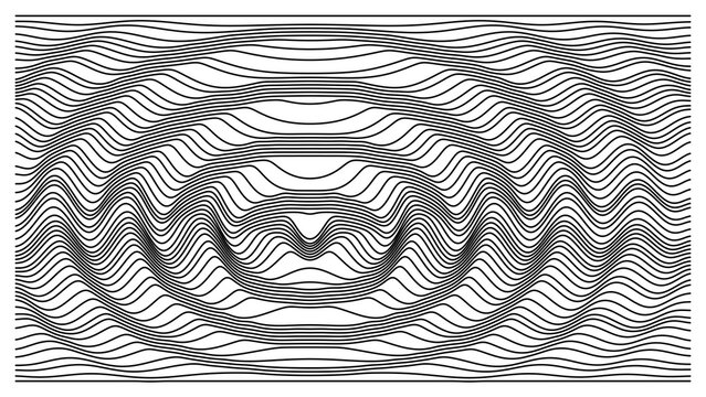 Composition lin&eacute;aire cin&eacute;tique et fluide formant une illusion d'optique vibrante, id&eacute;ale pour repr&eacute;senter la technologie num&eacute;rique, les ondes sonores et le mouvement rythmique