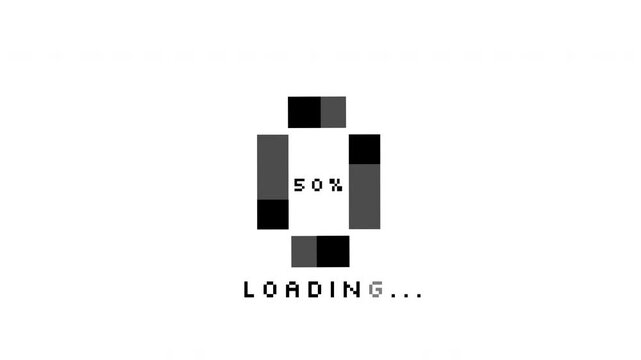 Retro pixel art loading progress bar 8 bit status indicator