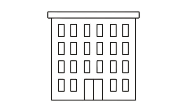 Simple Line Drawing of Modern MultiStory Building With Windows