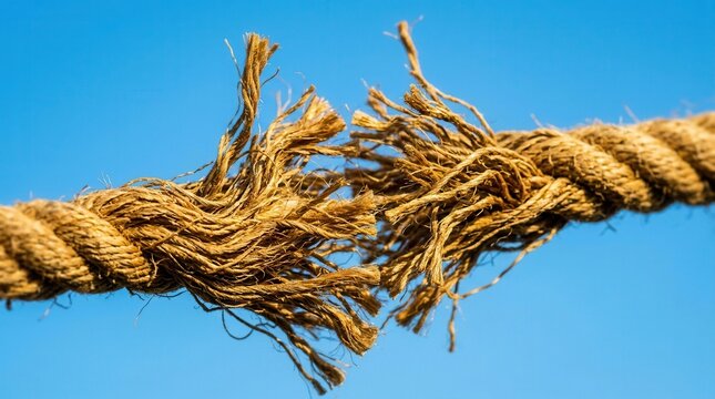 Symbolic image of a ruptured rope representing stress and a critical breaking point.