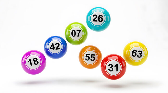 Colorful floating bingo balls with numbers for game event or promotional design