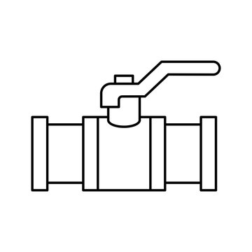 Ball valve line art icon for industrial plumbing and pipe system design editable stroke