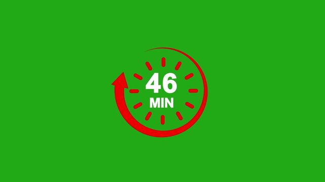 Stopwatch icon in flat style.timer 46 minutes countdown icon.