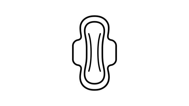Sanitary pad black line icon for feminine hygiene and monthly period.