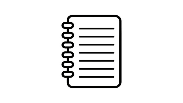Spiral bound notebook outline icon features clean black lines for notes.