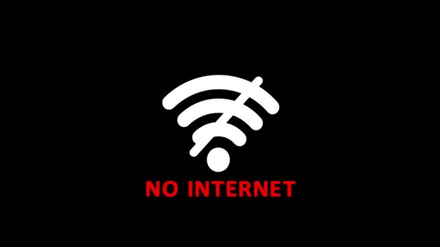 wifi error stoke icon animated no wifi icon on black background.