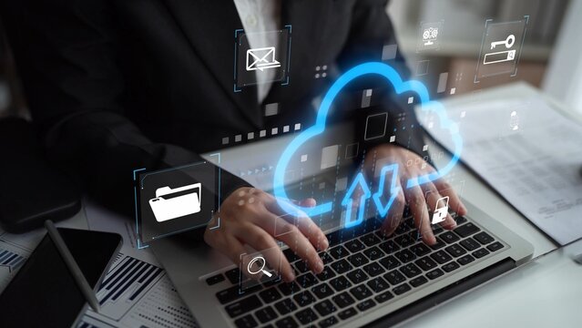 Cloud computing, cloud strategy, and cloud technology transforming digital infrastructure with scalable services, secure data storage, and cloud-based digital business solutions. Muxer