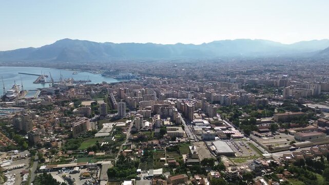 Aerial panorama of Palermo from Monte Pellegrino in Sicily, Italy