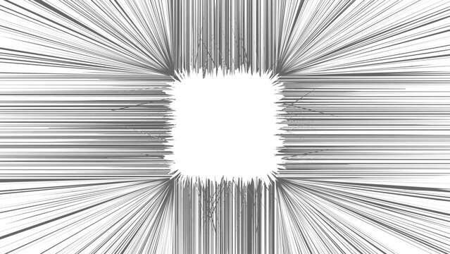 Abstract exploding lines gray background with a bright square center element.