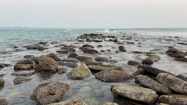 Waves Washing Around Coral Rocks at Saint Martin&rsquo;s Island, Bangladesh