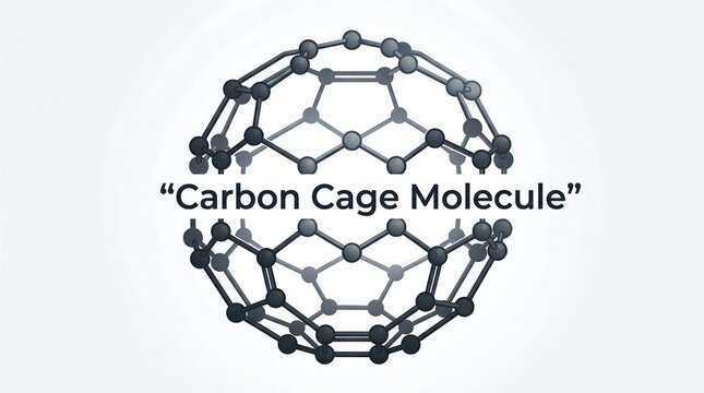 Detailed 3D representation of carbon cage molecule known as buckminsterfullerene or C60