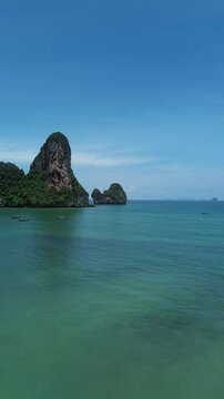Scenic aerial view of railey beach in thailand