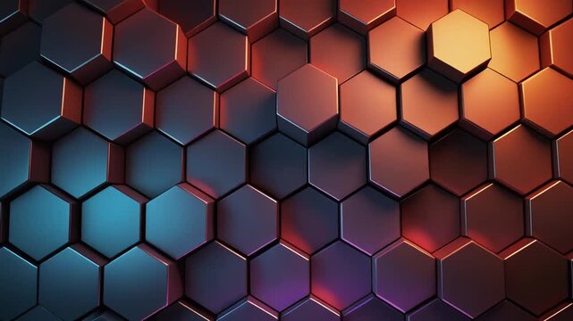 Abstract Hexagonal Pattern Background, Geometric Texture, Dark Metallic Honeycomb Grid