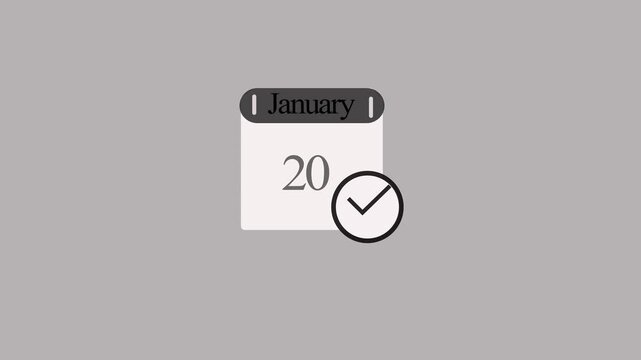 Minimalist january 20 calendar icon with corner flag