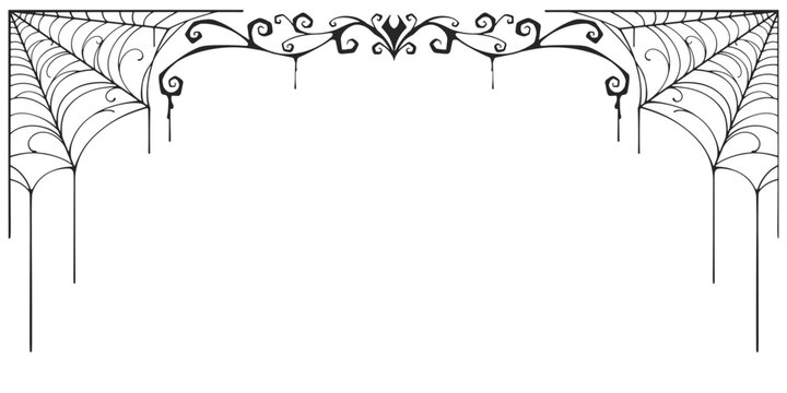 black and white halloween frame with spider web vector eps	