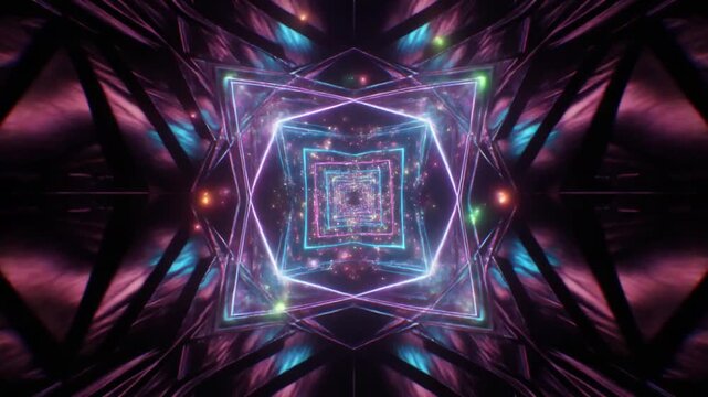 Abstract Fractal Tunnel of Lights Psychedelic Sci-Fi Digital Art