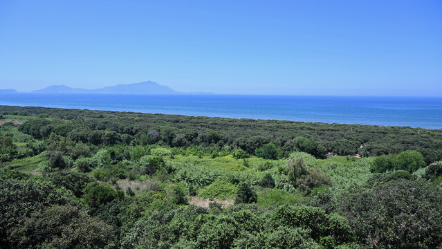 Tyrrhenian Sea Coastline Vista with Capri in the Distance