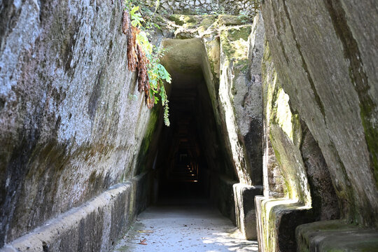Entrance to the Cave of the Sibyl, Cuma Archaeological Park, Southern Italy