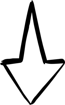 Hand-drawn downward pointing arrow icon