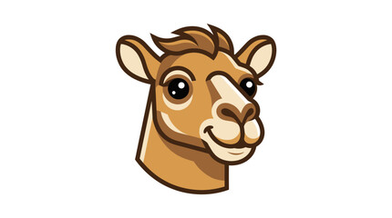 Obraz premium Cute cartoon camel head illustration on white background.