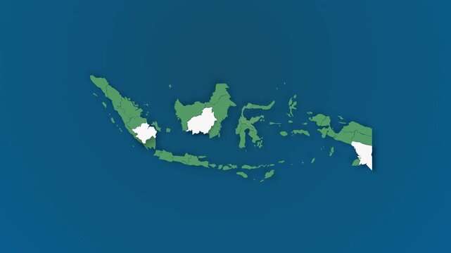 Indonesia Map with Highlighting Provinces and Administrative Boundaries