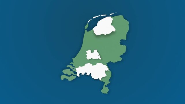 Netherlands Map with Highlighting Provinces and Administrative Boundaries