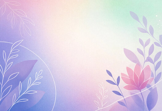 Dreamy pastel floral background with purple and pink flowers for creative projects.