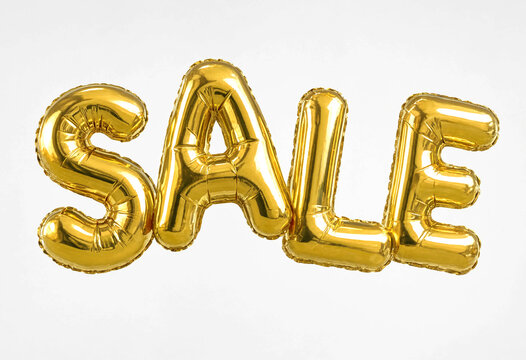 Golden foil letter balloons spelling sale event decoration for promotions