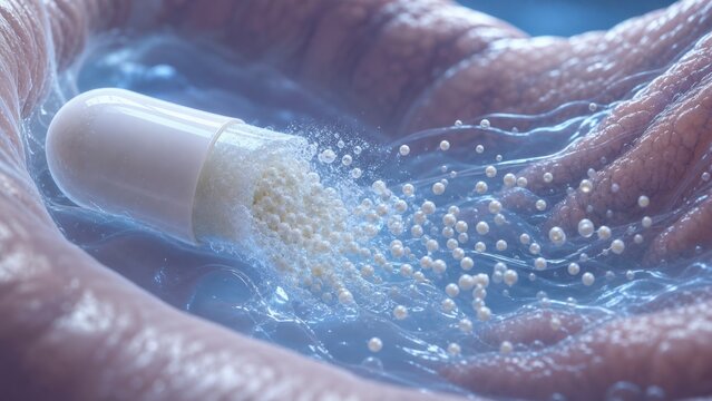 Delayed-release capsule opening in digestive tract