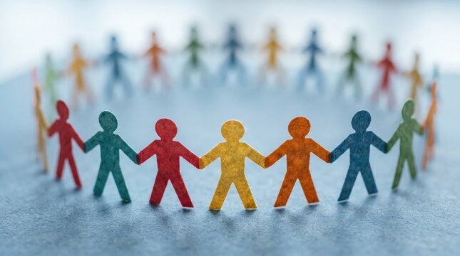 Paper people holding hands in a circle for world aids day awareness