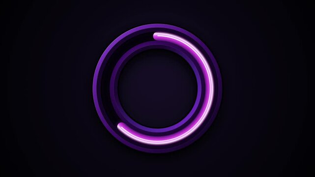 Glowing Neon Light Filling Circular Purple Progress Ring Animation